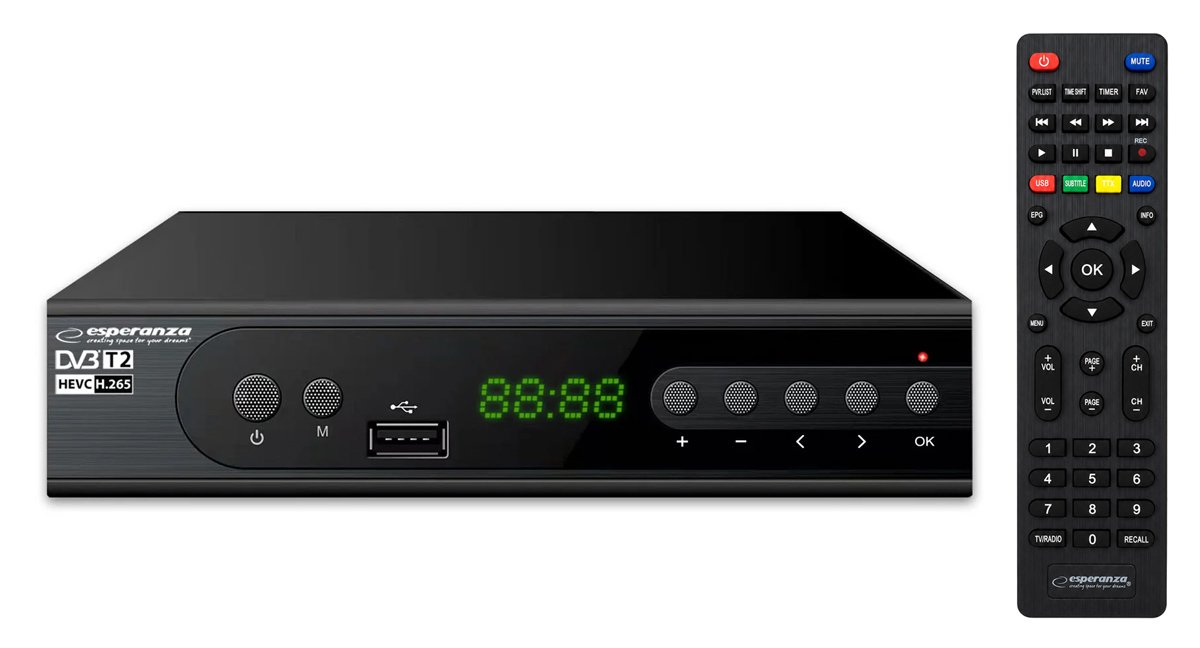 ESPERANZA ψηφιακός δέκτης , DVB-T2, Full HD, MPEG-4, H.265/HEVC, με PVR