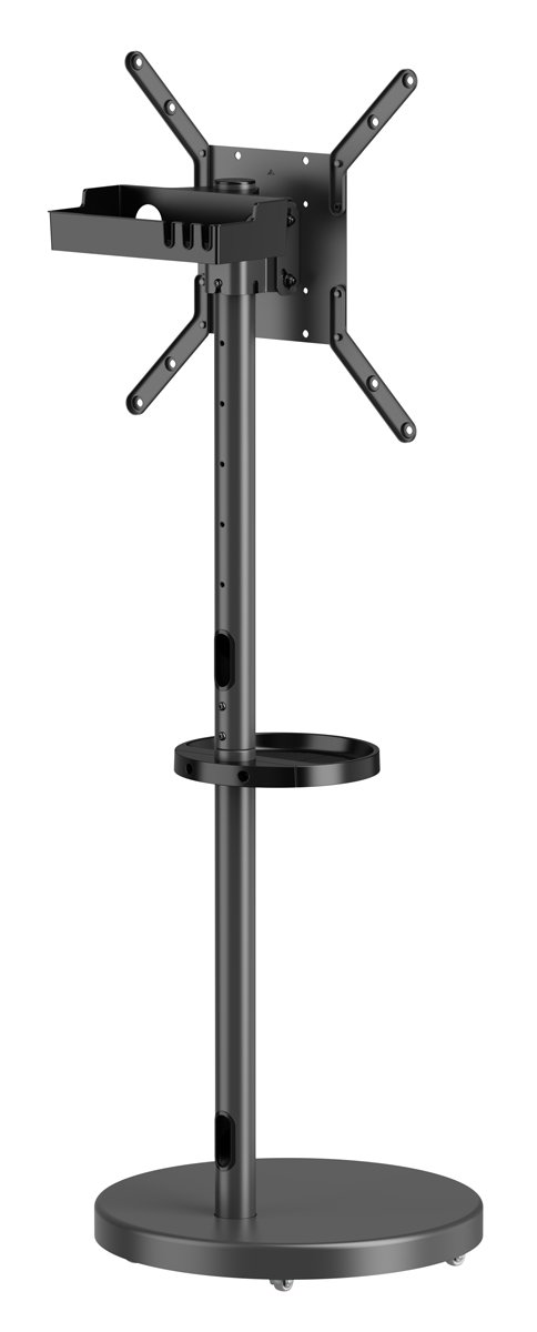 BRATECK βάση τηλεόρασης δαπέδου , 32-65", έως 50kg, με 2x ράφια, ροδάκια, μαύρη - Image 2