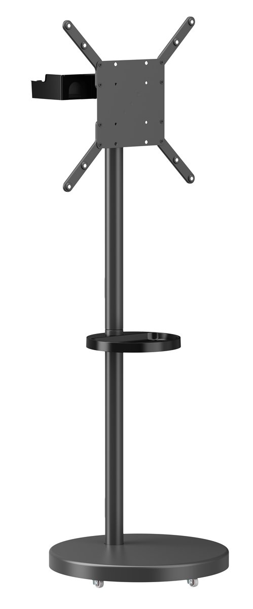 BRATECK βάση τηλεόρασης δαπέδου , 32-65", έως 50kg, με 2x ράφια, ροδάκια, μαύρη