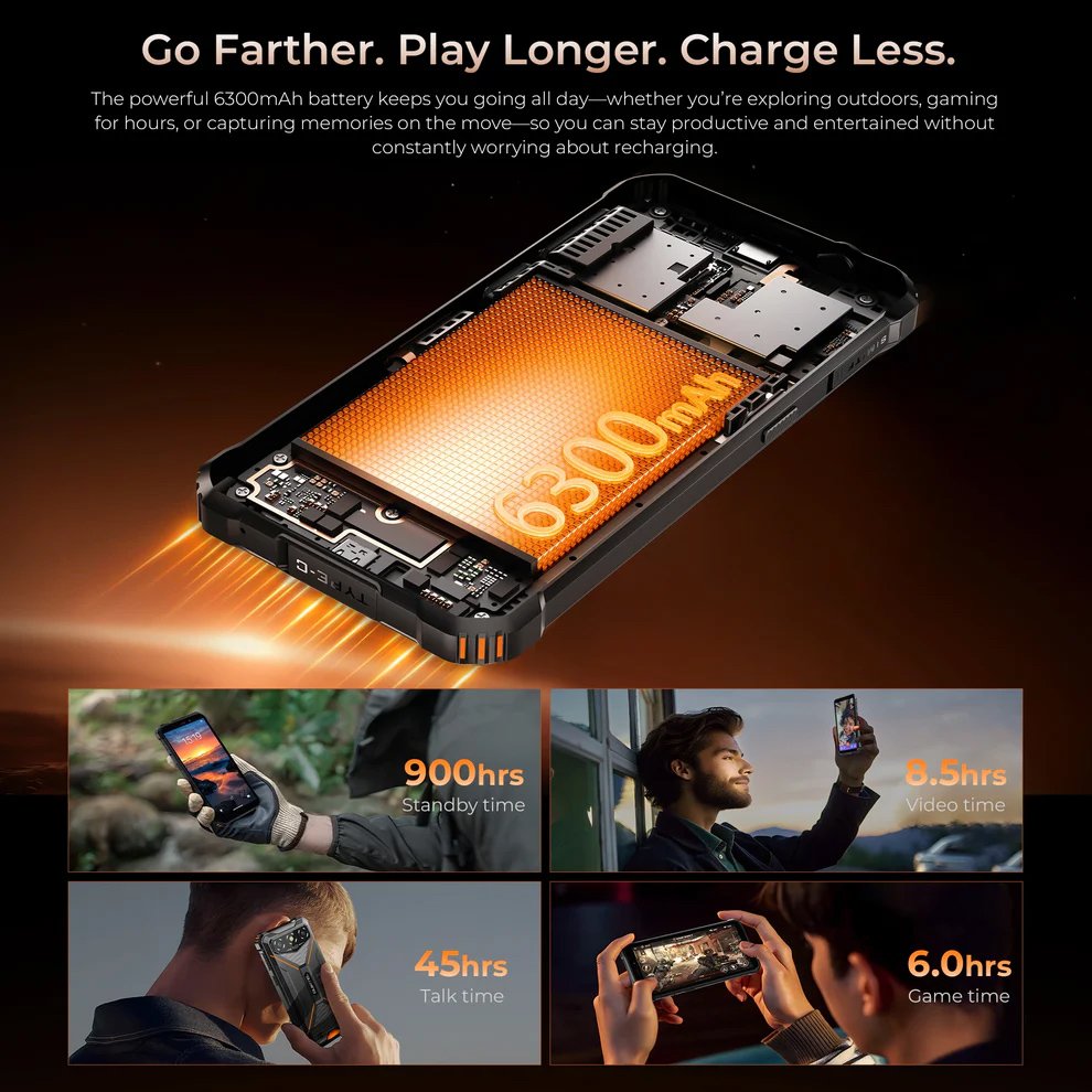 OUKITEL smartphone , 6", 4/128GB, 6300mAh, IP68/IP69K/MIL-STD 810H, μαύρο - Image 5