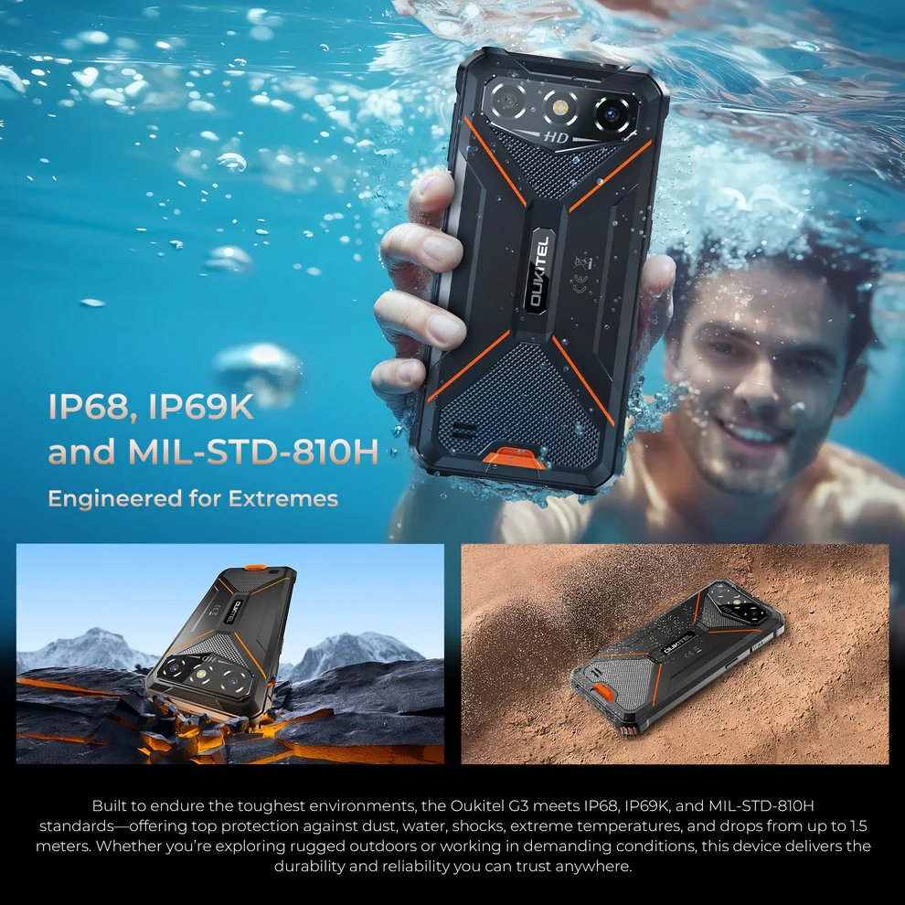 OUKITEL smartphone , 6", 4/128GB, 6300mAh, IP68/IP69K/MIL-STD 810H, μαύρο - Image 6