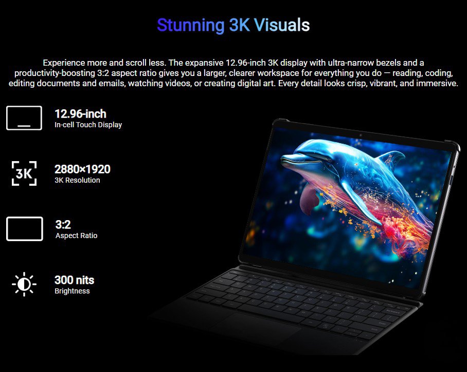 CUWI tablet i10 Max με πληκτρολόγιο/θήκη, 12.96", 12/512GB, Windows 11 Pro, 4820mAh, γκρι - Image 3