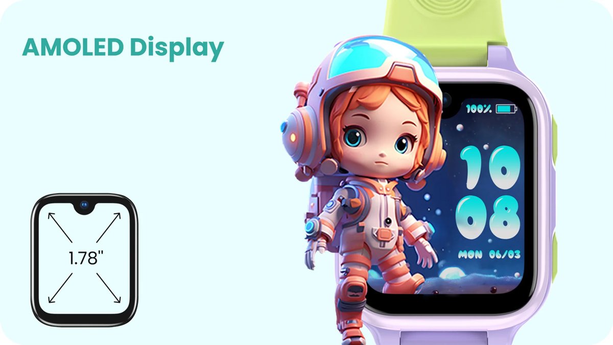 LAGENIO GPS smartwatch για παιδιά , 1.78" AMOLED, με κάμερα, 4G, IP68, μπλε - Image 8