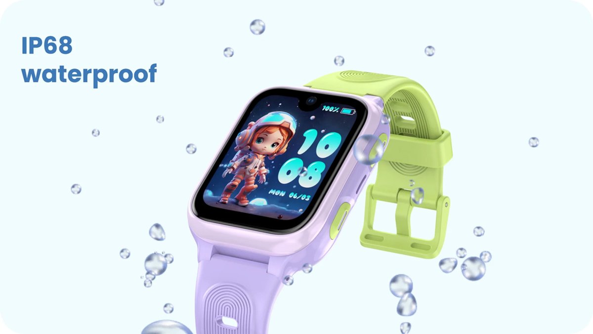 LAGENIO GPS smartwatch για παιδιά , 1.78" AMOLED, με κάμερα, 4G, IP68, μωβ - Image 4