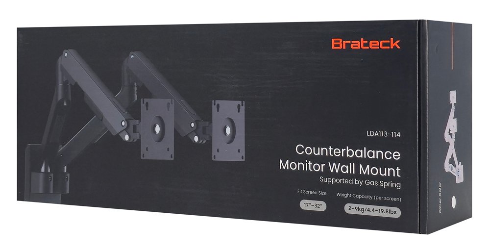 BRATECK επιτοίχια βάση για 2x οθόνες , 17-32", έως 9kg - Image 6