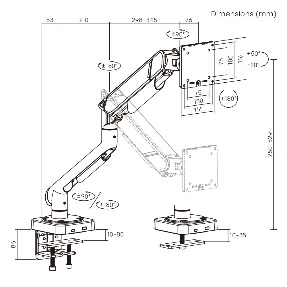 BRATECK βάση γραφείου οθόνης , 17-49", έως 20kg, heavy duty - Image 5