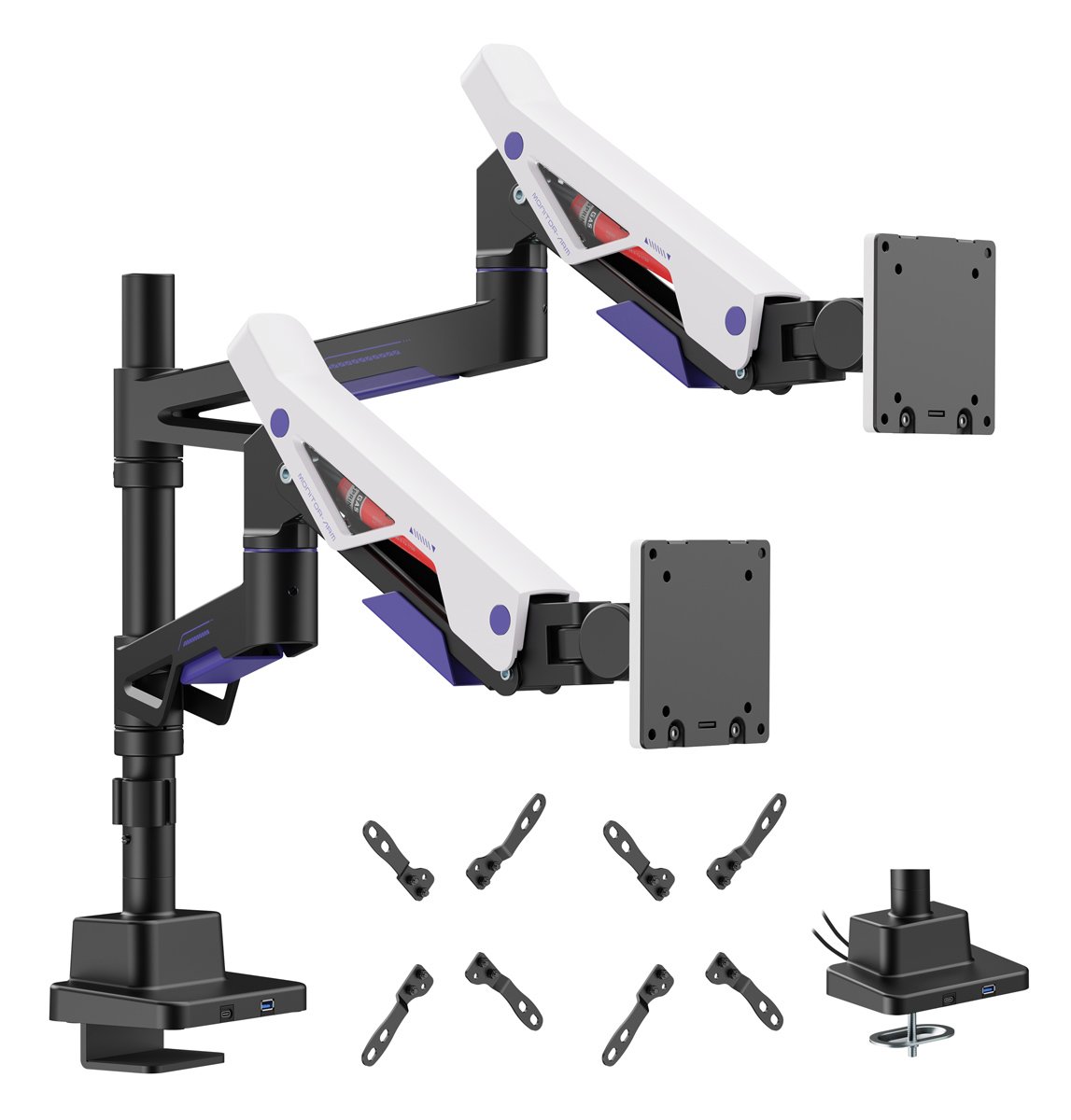 BRATECK gaming βάση γραφείου για 2x οθόνες , 24-57", έως 27kg, heavy duty