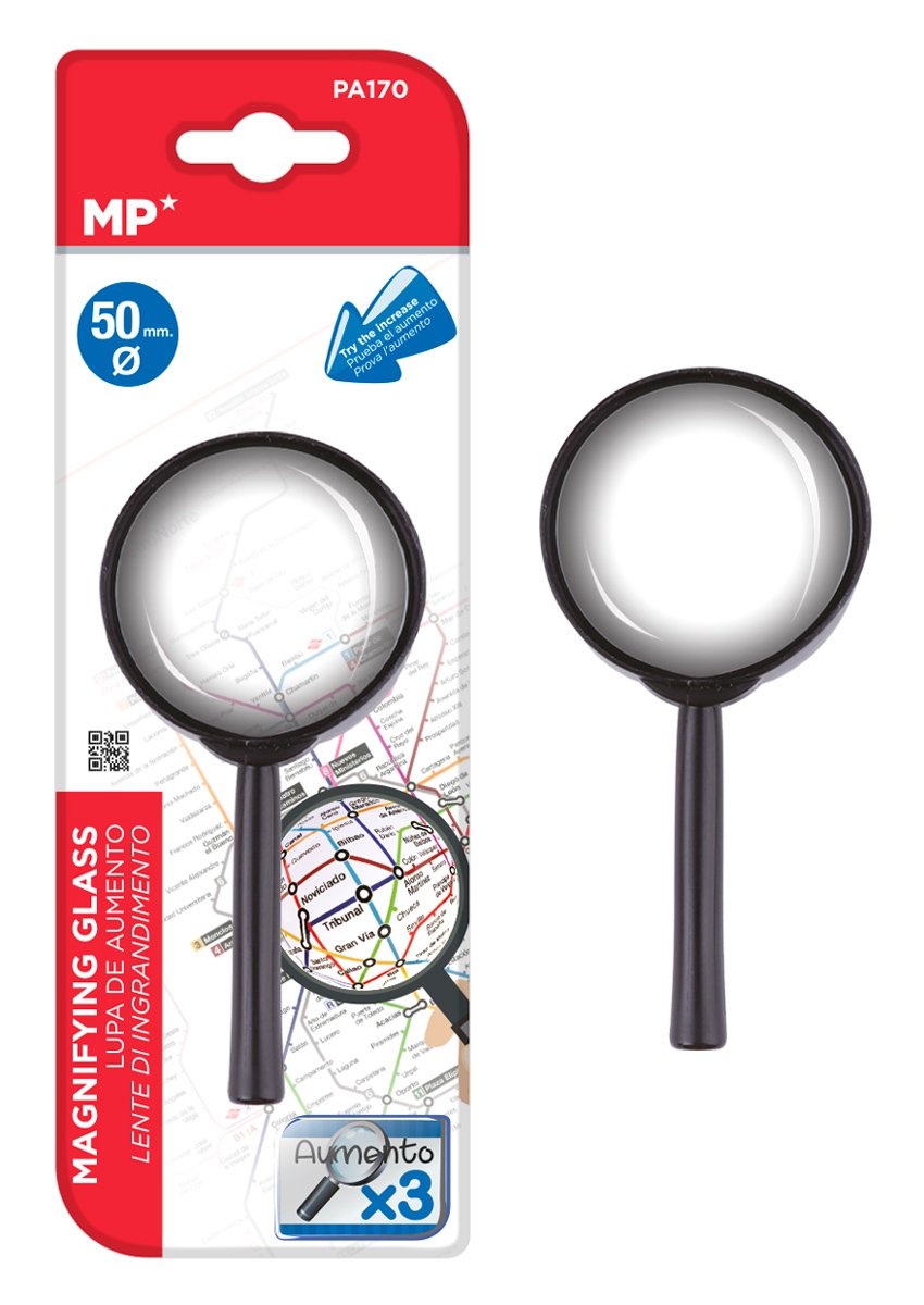 MP μεγεθυντικός φακός , x3, 50mm, πλαστικός με γυάλινο φακό, μαύρος