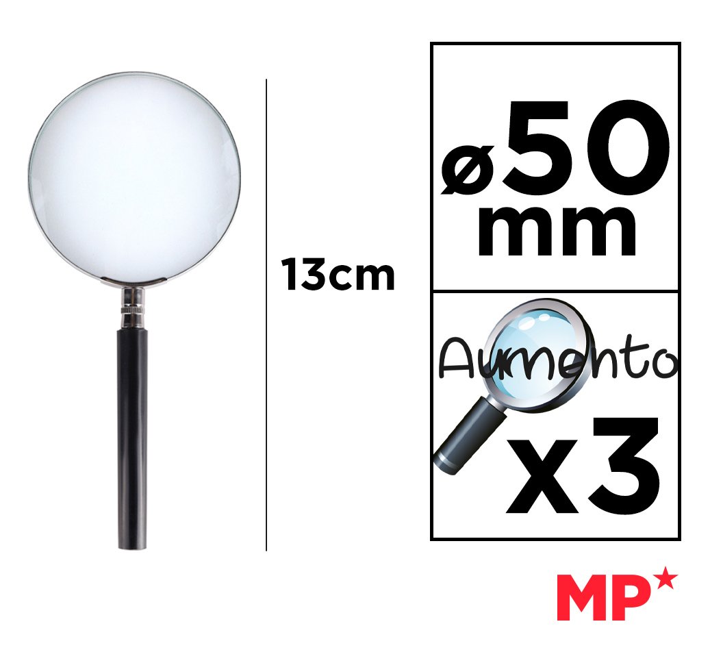 MP μεγεθυντικός φακός , x3, 50mm, μεταλλικός με γυάλινο φακό, μαύρος/ασημί - Image 2