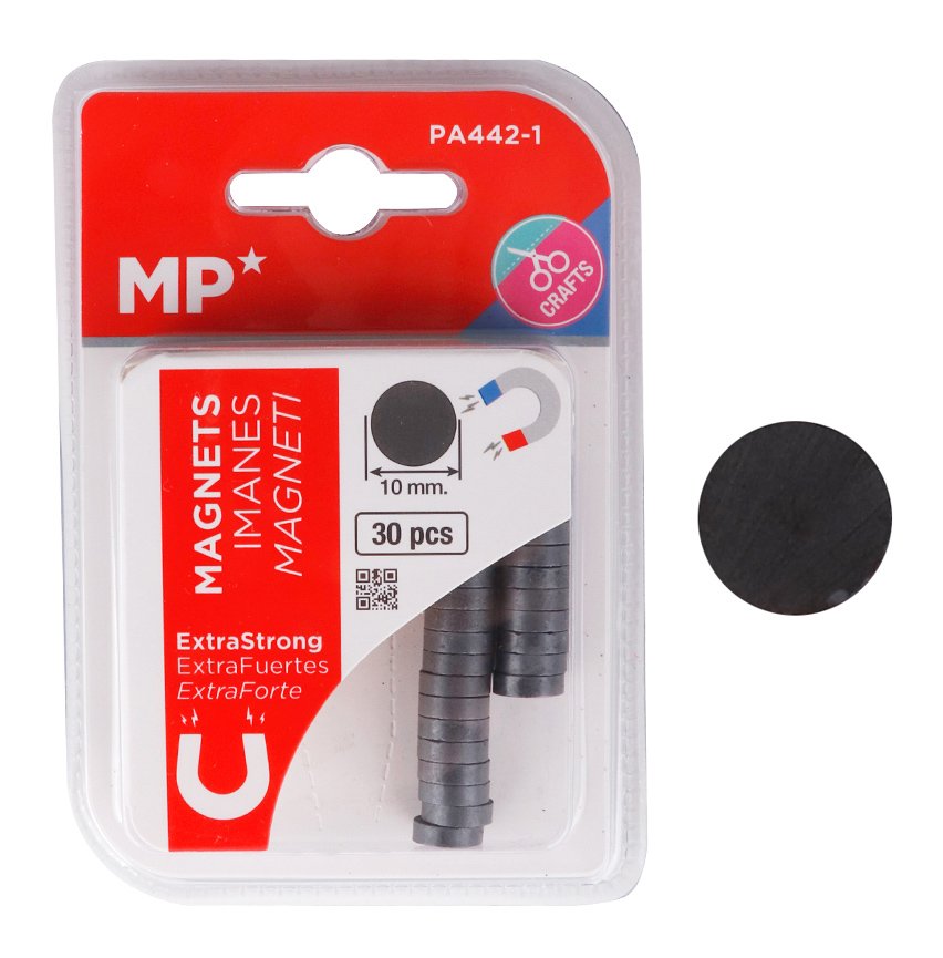 MP σετ μαγνήτες , στρογγυλοί, 10mm, ανθρακί, 30τμχ