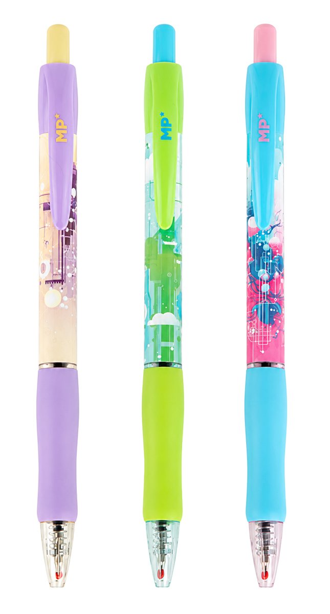 MP στυλό διαρκείας ballpoint , 0.7mm μύτη, 14.5cm, μπλε, διάφορα σχέδια, 1τμχ