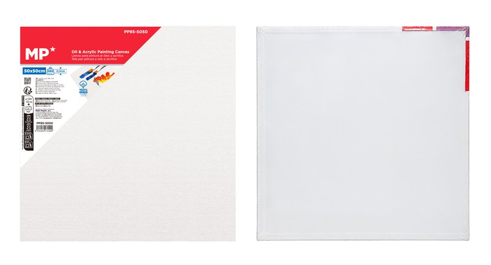 MP καμβάς καρτολίνο ζωγραφικής , 50x50cm, 280gr/m², λευκός