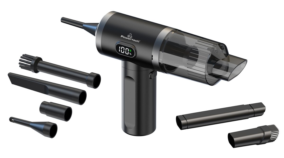 POWERTECH 2 σε 1 σκουπάκι χειρός & air duster , 50W, 3600mAh, μαύρο