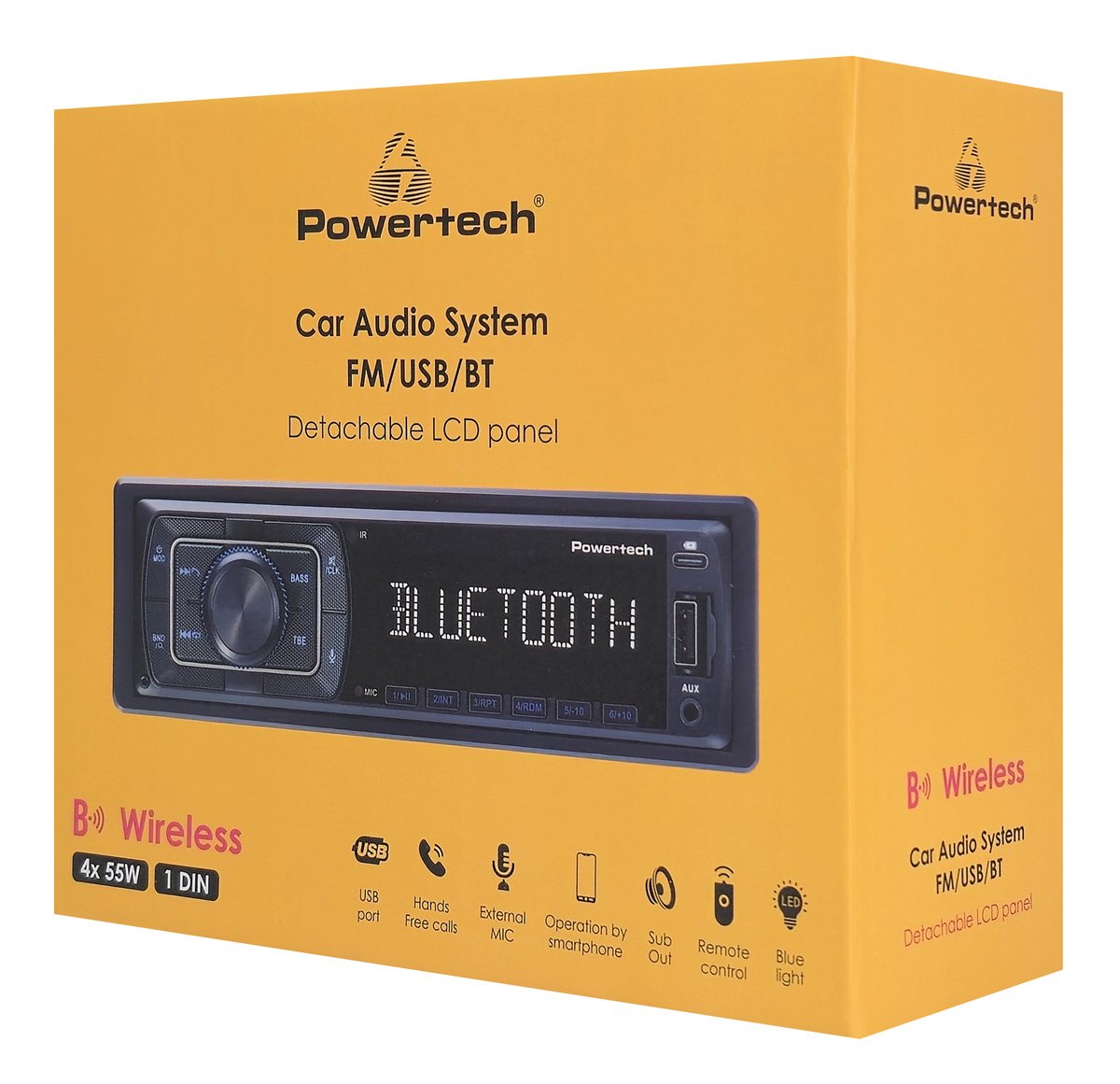 POWERTECH ηχοσύστημα αυτοκινήτου , αποσπώμενο πάνελ, 1 DIN, Bluetooth/FM/USB/Micro SD, 4x 55W - Image 6