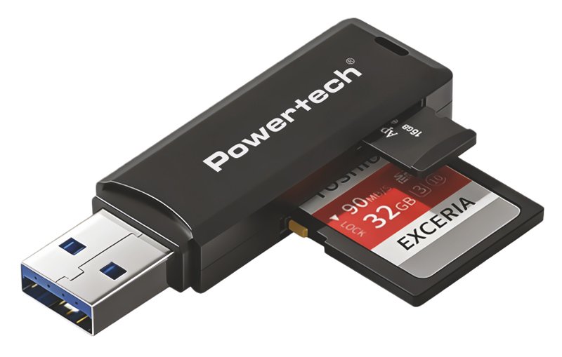 POWERTECH card reader για SD & micro SD, USB 3.0, 5Gbps, μαύρο - Image 3