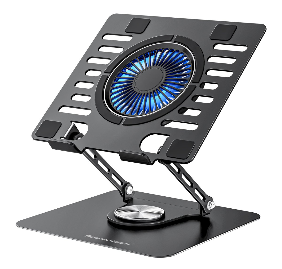 POWERTECH βάση & ψύξη laptop  έως 17", 110mm LED fan, μεταλλική, μαύρη