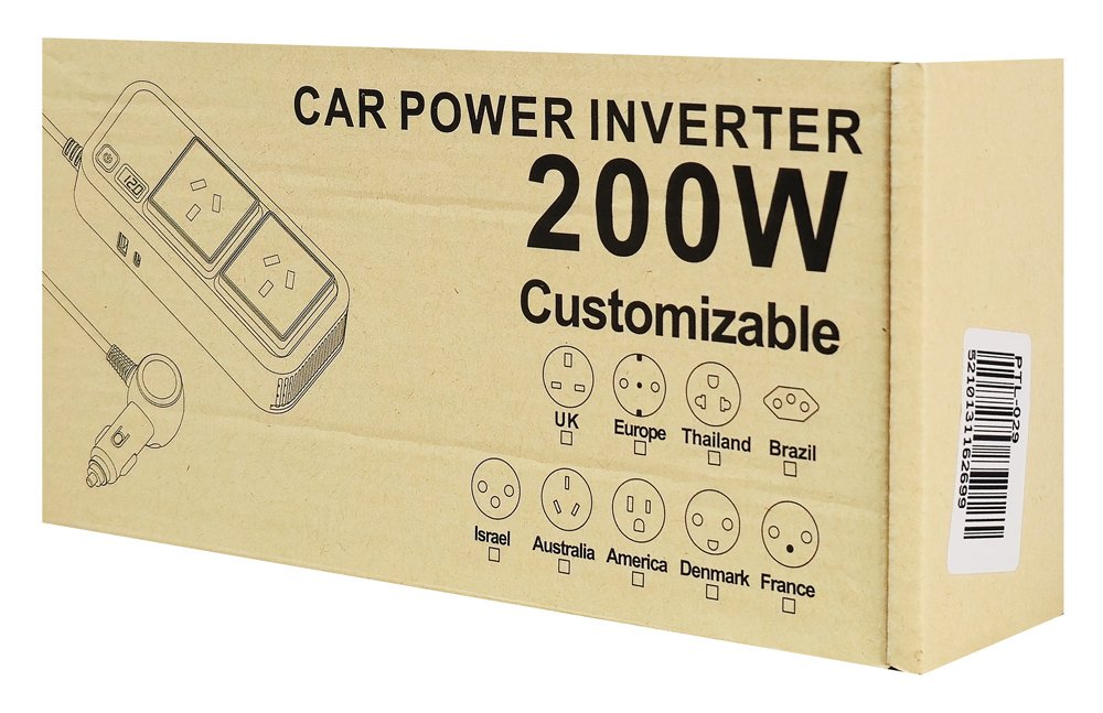 POWERTECH inverter αυτοκινήτου , 200W, 12V/24V DC σε 2x 110V/220V AC, με 2x USB-C/2x USB - Image 9
