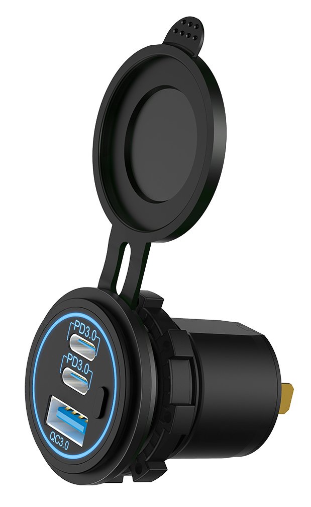 POWERTECH πρίζα USB για σκάφη & οχήματα , USB & 2x USB-C, 36W, IP65