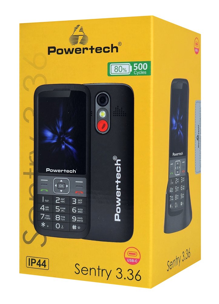 POWERTECH κινητό τηλέφωνο Sentry 3.36, 3.36", dual SIM, πλήκτρο SOS, μαύρο - Image 3