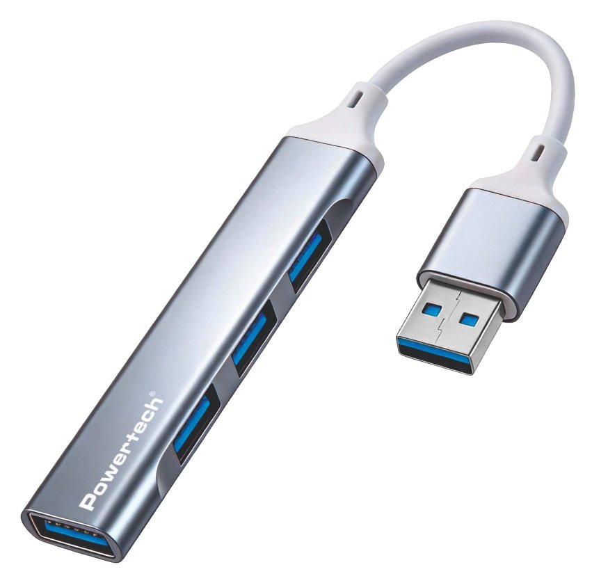 POWERTECH USB hub , 4x θυρών, USB 3.0, 5Gbps, USB σύνδεση, γκρι