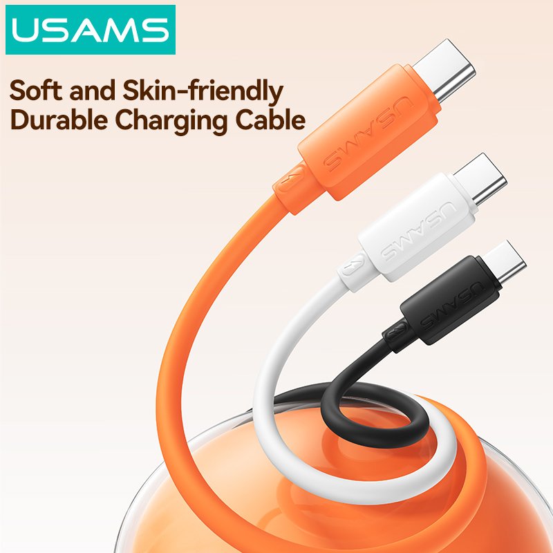 USAMS καλώδιο USB-C σε USB , σιλικόνης, 3A, 480Mbps, 1m, πορτοκαλί - Image 2