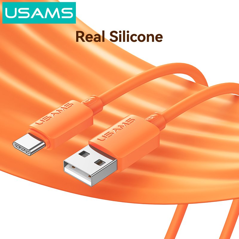 USAMS καλώδιο USB-C σε USB , σιλικόνης, 3A, 480Mbps, 1m, πορτοκαλί - Image 6