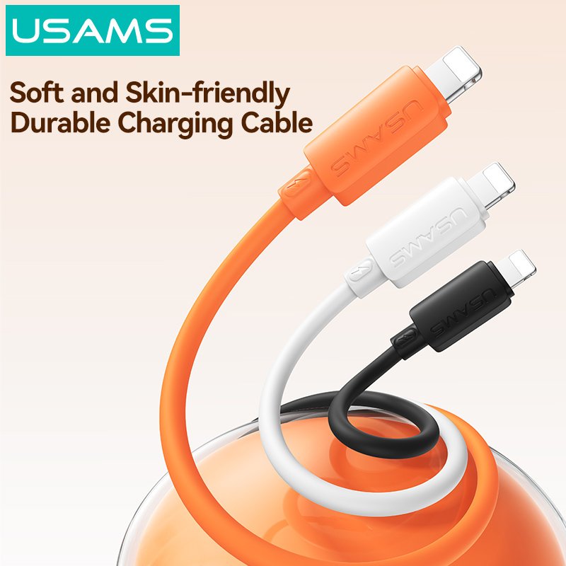 USAMS καλώδιο Lightning σε USB-C , σιλικόνης, 30W, 480Mbps, 1m, λευκό - Image 2