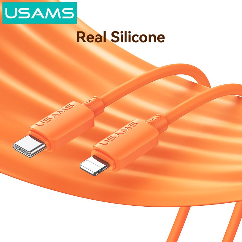 USAMS καλώδιο Lightning σε USB-C , σιλικόνης, 30W, 480Mbps, 1m, λευκό - Image 6
