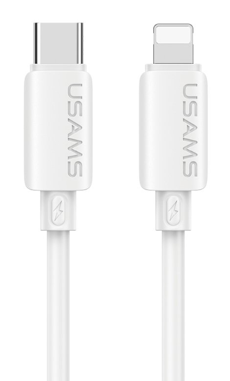 USAMS καλώδιο Lightning σε USB-C , σιλικόνης, 30W, 480Mbps, 1m, λευκό