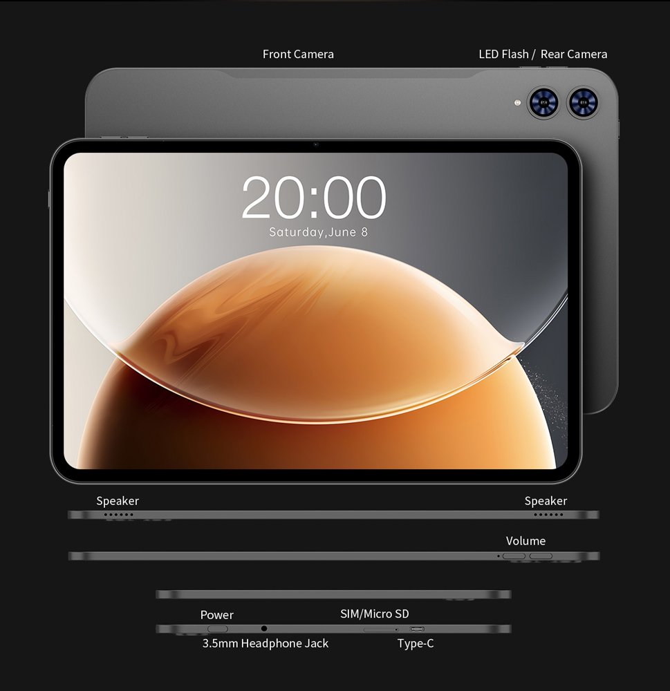 TECLAST tablet , 13.4", 6/128GB, 4G, Android 15, 8000mAh, γκρι - Image 8