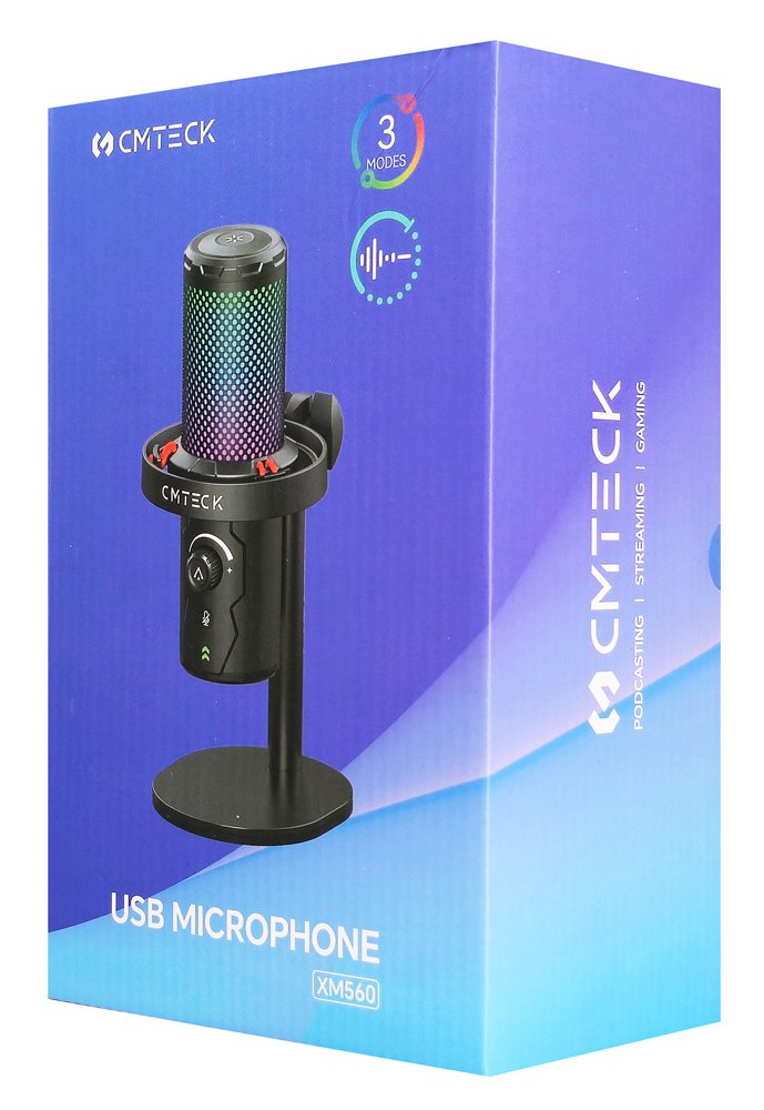 CMTECK επιτραπέζιο μικρόφωνο , καρδιοειδές, USB/USB-C, RGB LED, μαύρο - Image 3