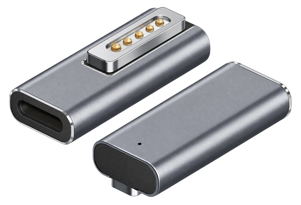 POWERTECH αντάπτορας τροφοδοσίας laptop , USB-C σε Magsafe 2, γωνιακός, ασημί