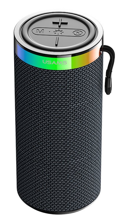 USAMS φορητό ηχείο 018 με LED φωτισμό, 2x 5W, Bluetooth, 1500mAh, μαύρο
